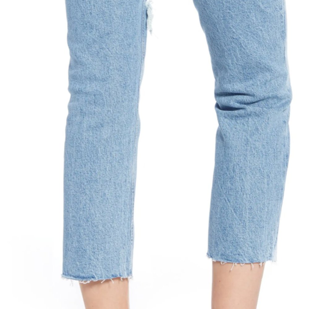 NWOT W28 L30 Ripped Straight Leg Raw Hem Jeans - Picture 2 of 6